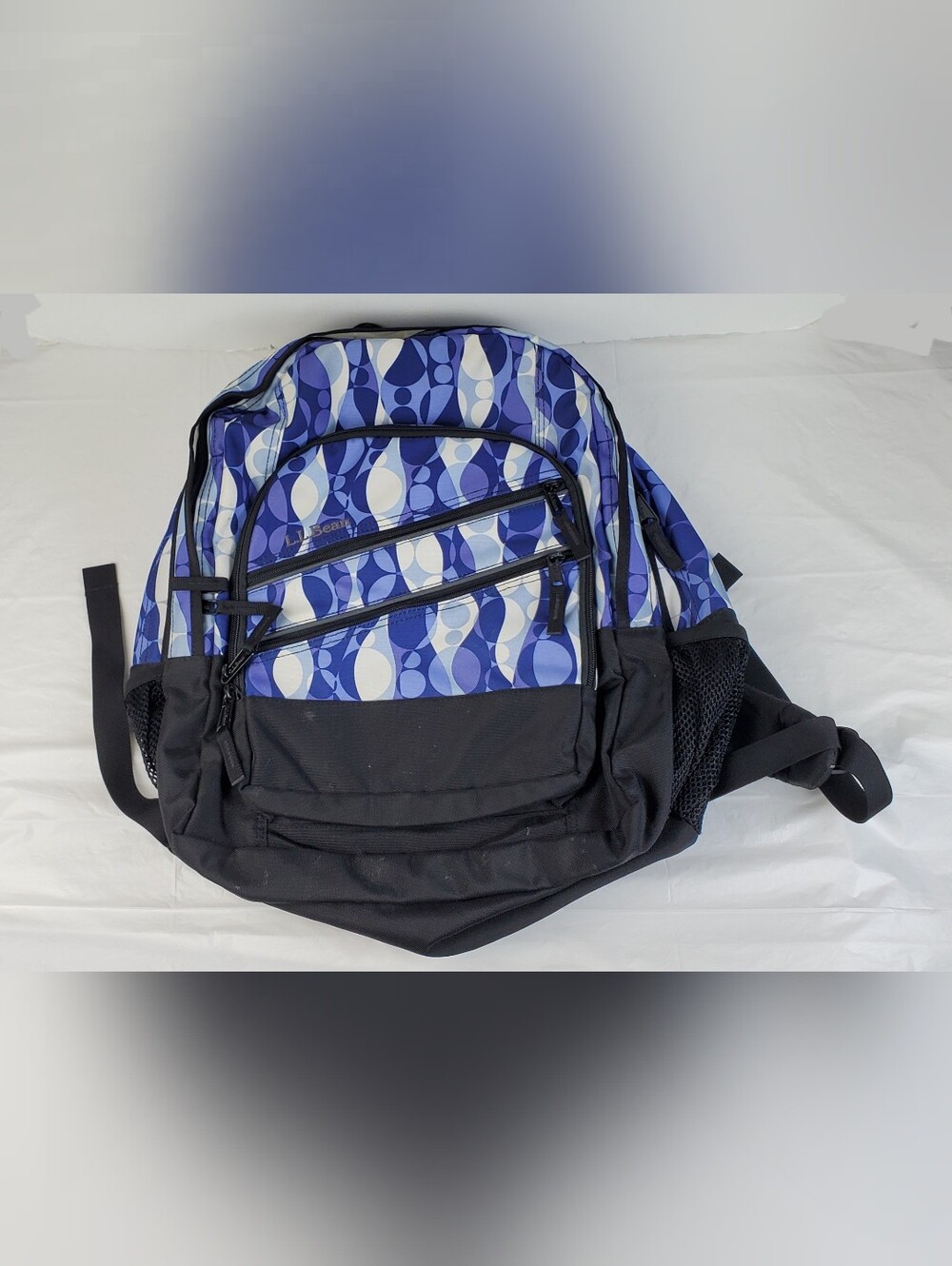 LL Bean Blue Wave Super Deluxe II Bookpack Backpack School Travel Hiking - GUC